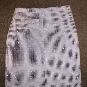 White and Silver Studded Mini Skirt